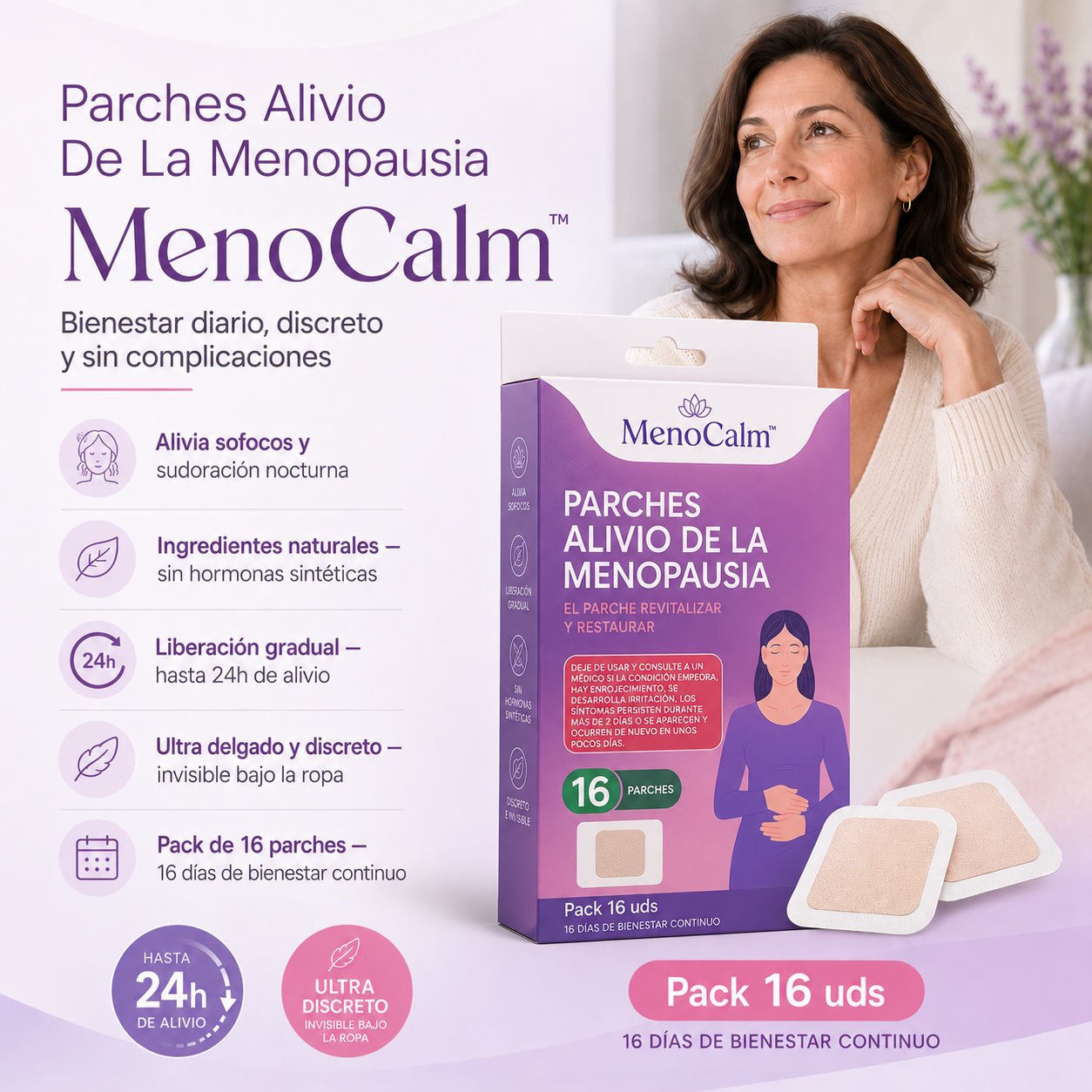 MenoCalm™ | 16 Parches de Apoyo para la Menopausia