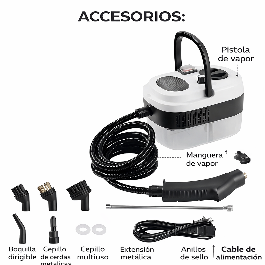 SteamForce™ 2500W Limpiadora a Vapor de Alta Presión + Accesorios
