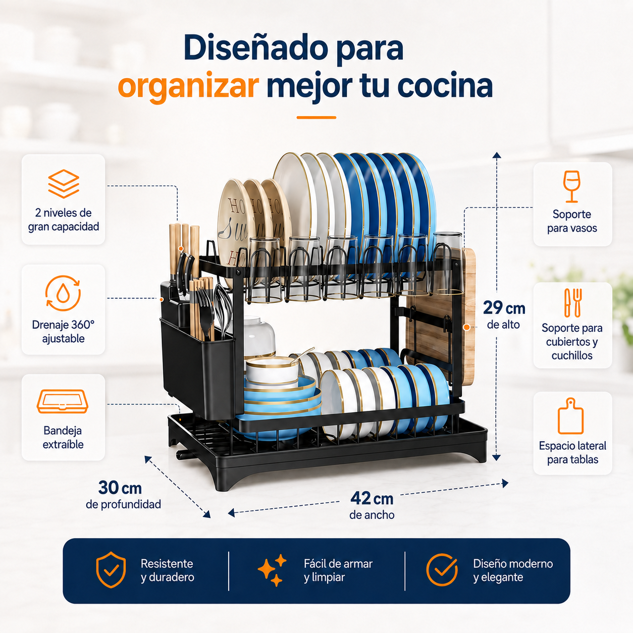 Drenova™ | Escurridor 2 Niveles para una Cocina Más Ordenada