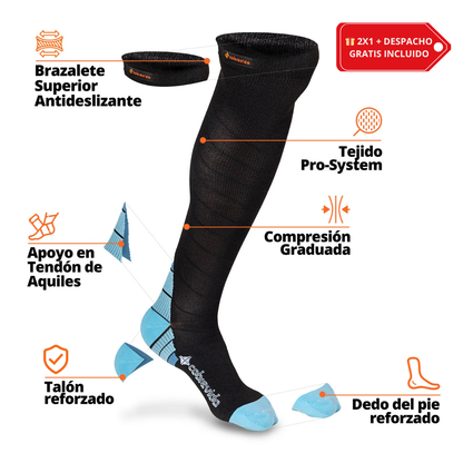 AliviaCobre™ 2x1 - Medias de Compresión 15-20 mmHg con Fibra de Cobre (Talla S/M)