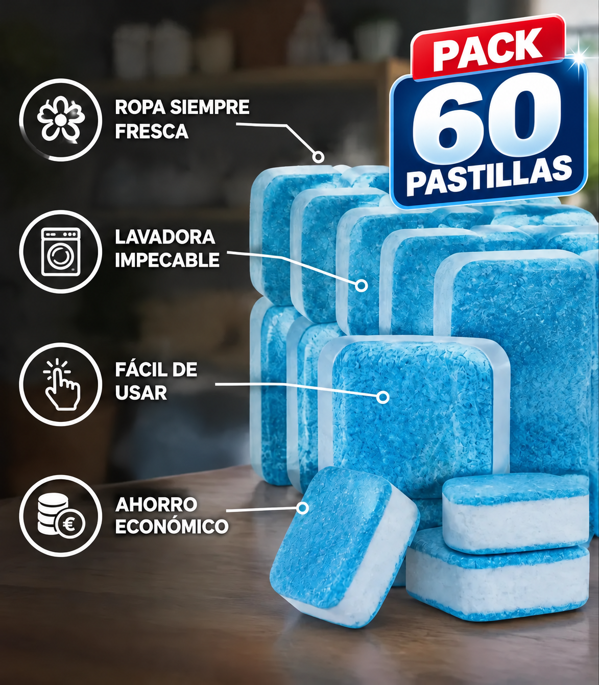 Pack 60 pastillas limpia lavadora - Deja Tu Lavadora como Nueva