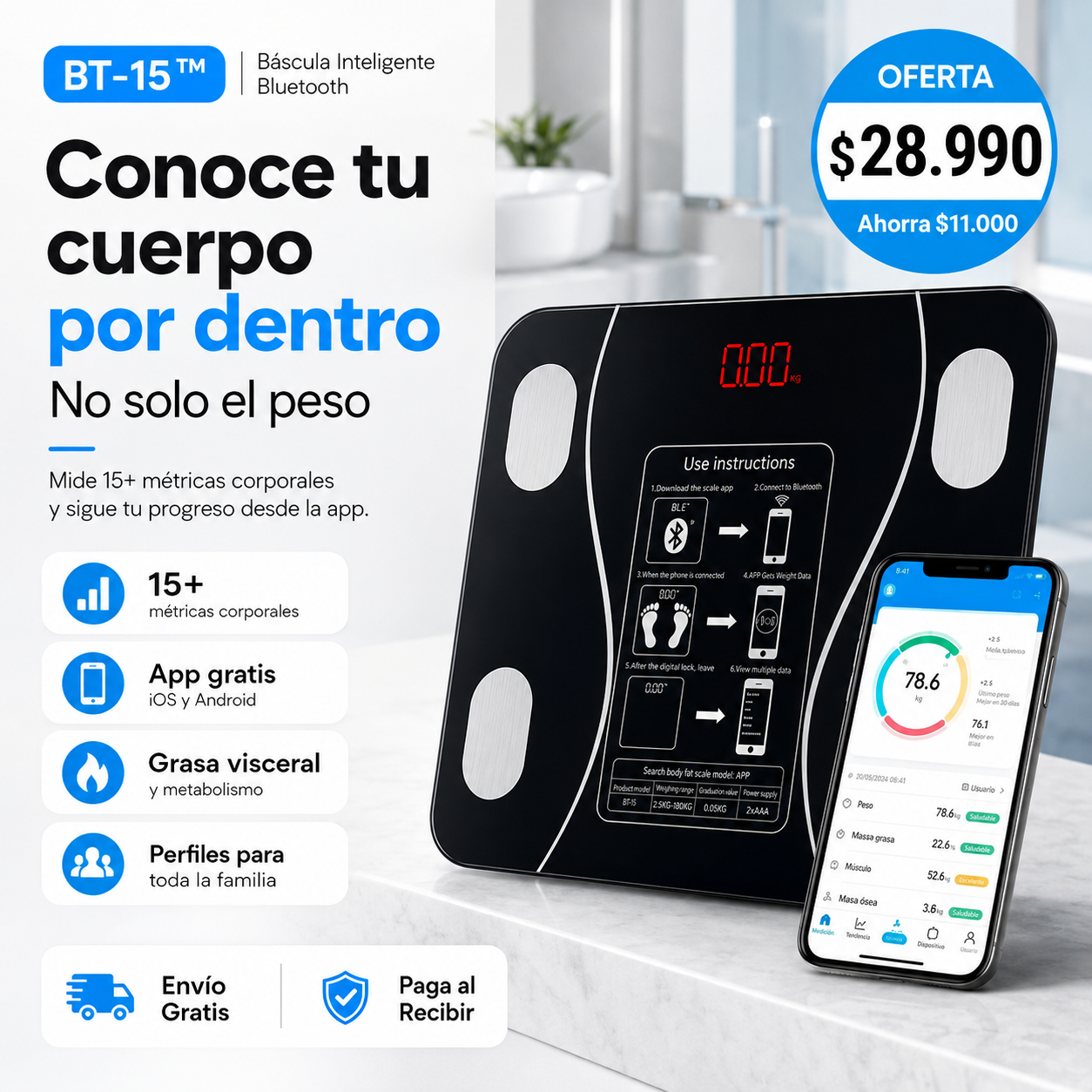 Báscula Electrónica Balanza Bluetooth In