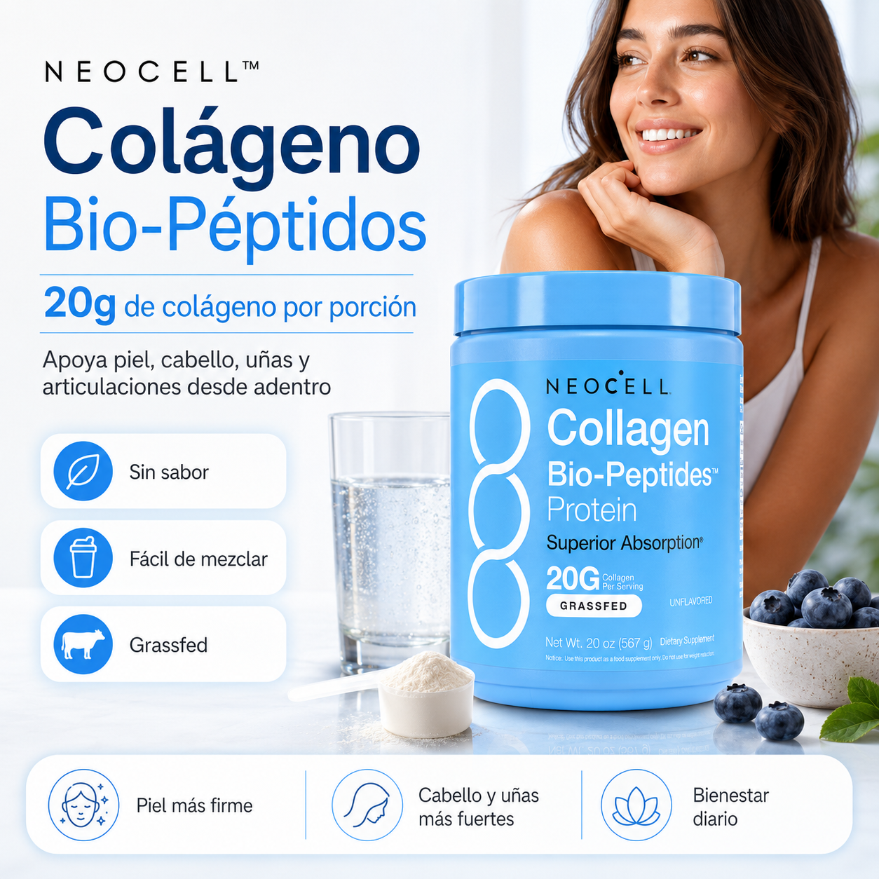 NeoCell™ Colágeno + Proteína Bio-Péptidos 567g | Belleza y Bienestar