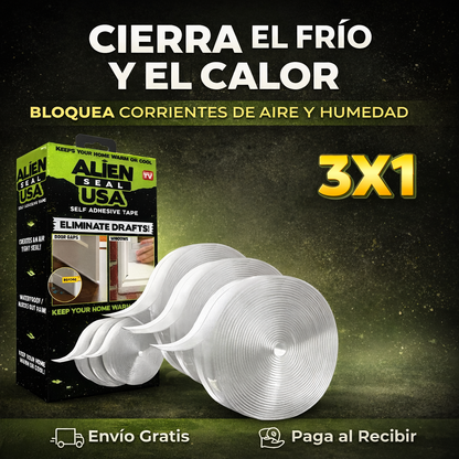 ALIENSEAL™ | Cinta Selladora de Puertas y Ventanas (3 Rollos)