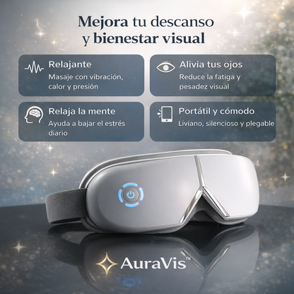 AuraVis™ | Masajeador Terapéutico de Ojos con Calor, Vibración y Presión Relajante