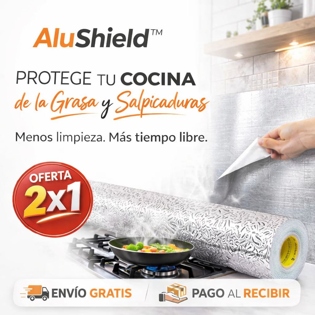 AluShield™ | Protector Antigrasa de Cocina (2 Rollos) 40cmx3mt c/u