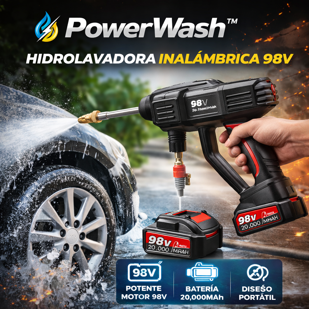PowerWash™ Hidrolavadora Inalámbrica 98V (Gratis Batería 98V + Accesorios)