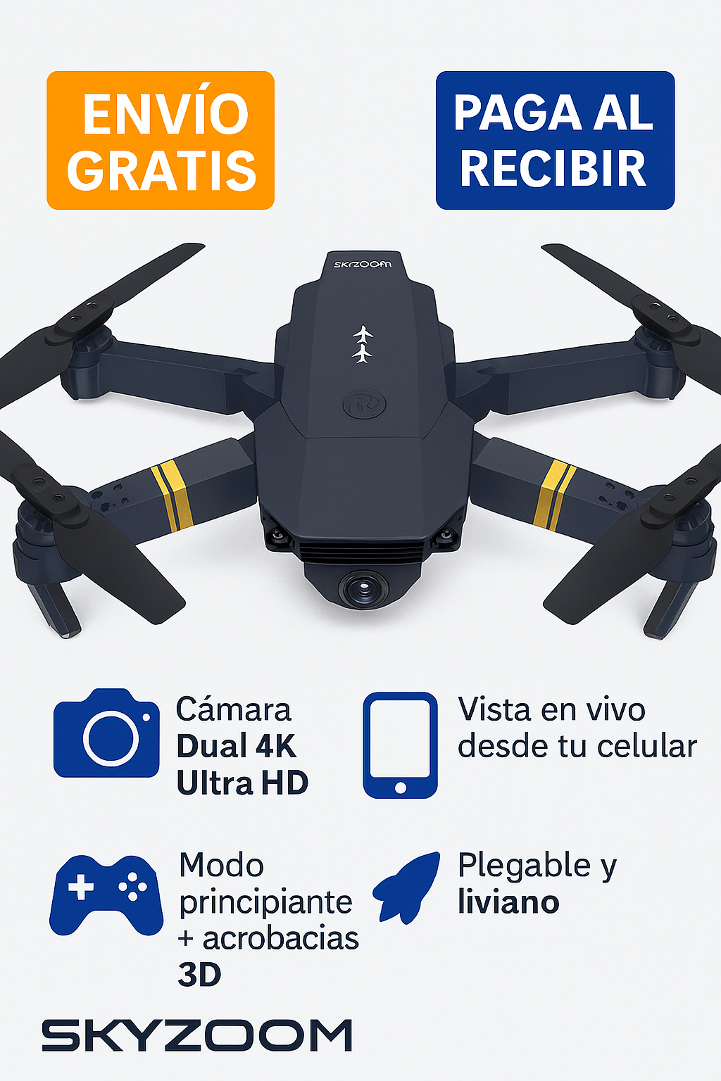 SkyZoom™ Drone Profesional Cámara Dual 4K (998Pro) + Envío Gratis