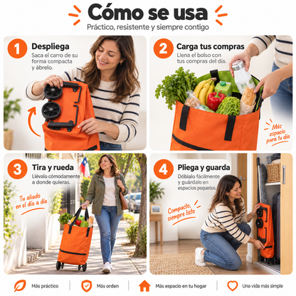 PROMO 2x1 | Bolso Plegable con Ruedas 2 en 1. Carga Más sin Esfuerzo