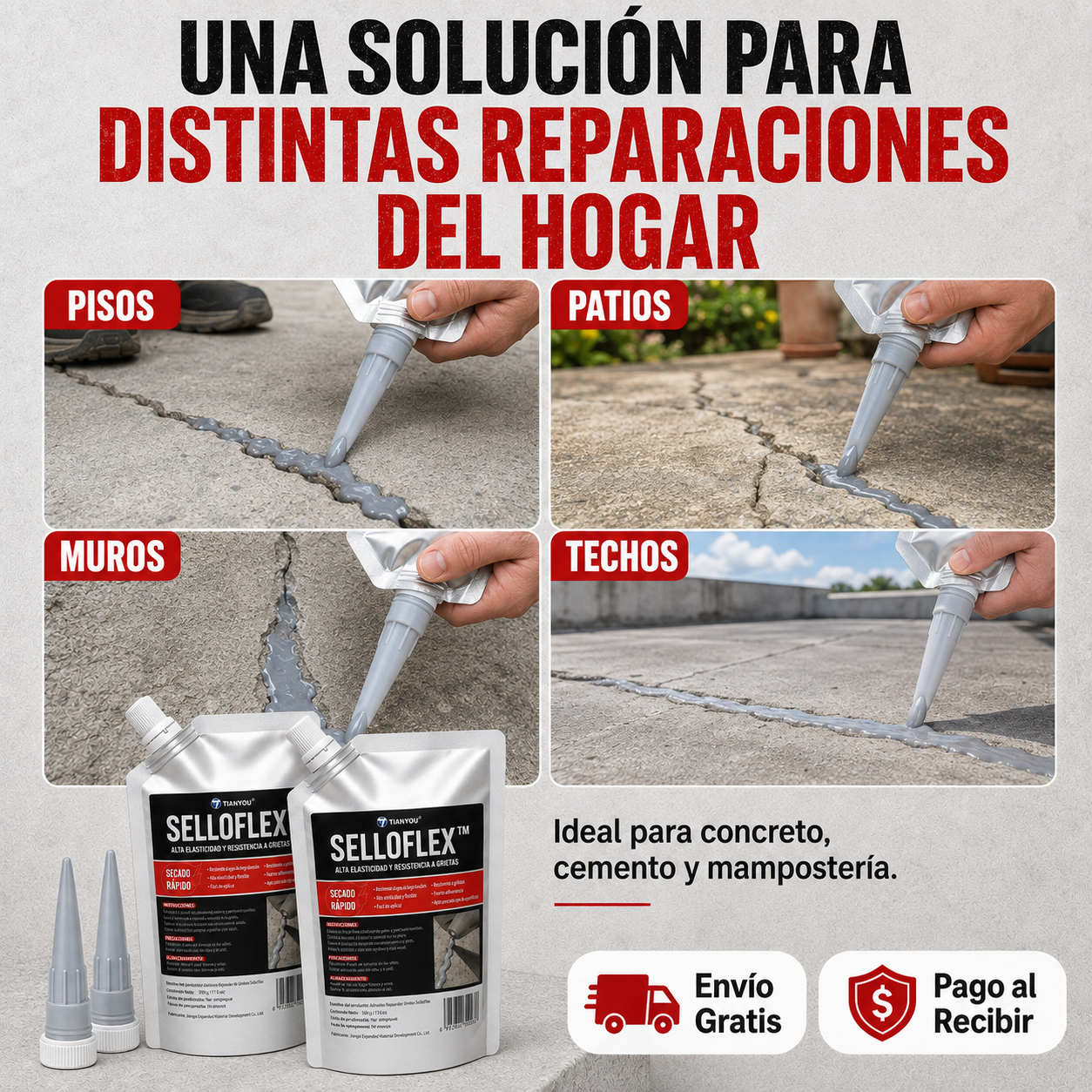 2x1 SelloFlex™ | Reparador de Grietas Profesional  (500gr c/u)