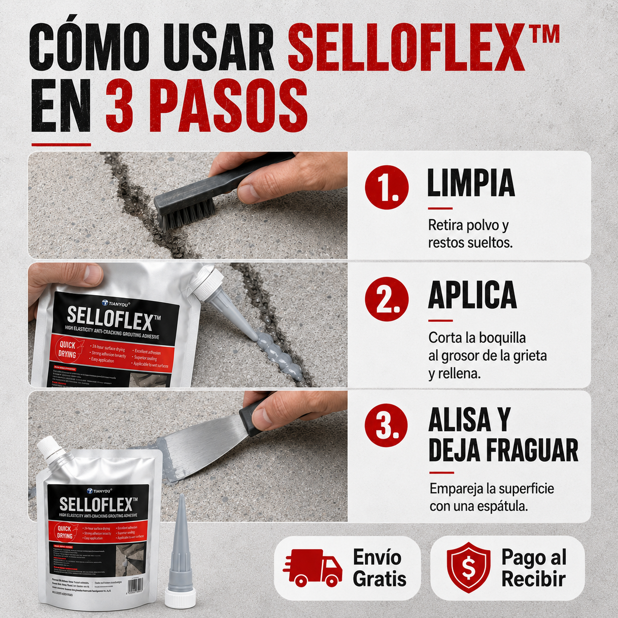 2x1 SelloFlex™ | Reparador de Grietas Profesional  (500gr c/u)