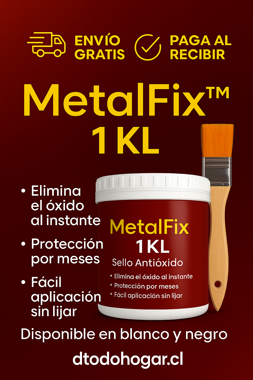 MetalFix™ 1kl Pintura Profesional Antioxido 1 kilo (Color Blanco) + Br ...