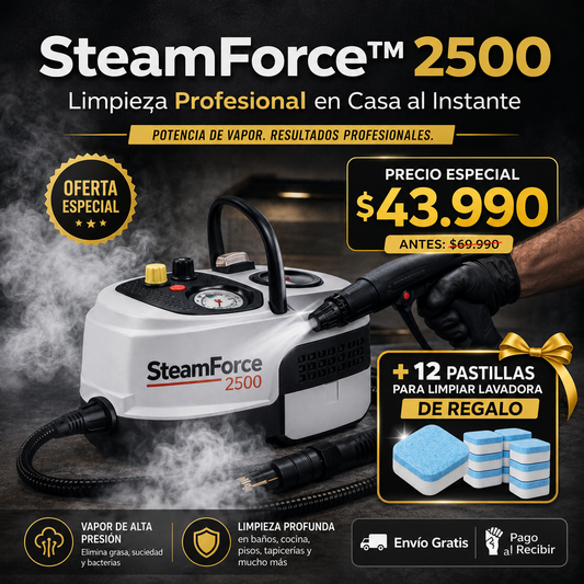 SteamForce™ 2500W | Pack Casa Impecable + 12 Pastillas de Regalo