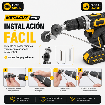 MetalCut Pro™ | Adaptador Cortador de Láminas para Taladro