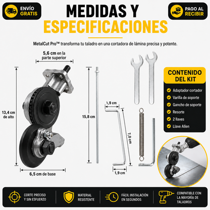 MetalCut Pro™ | Adaptador Cortador de Láminas para Taladro