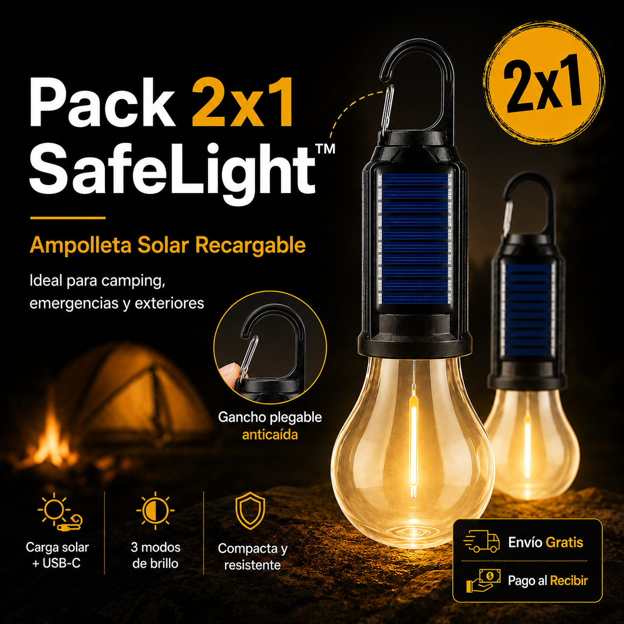 Pack 2x1 SafeLight™ | Ampolleta Solar Recargable