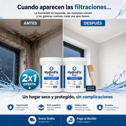 2x1 HydroFix Pro™ 1KG | Sellador Impermeable Anti Goteras