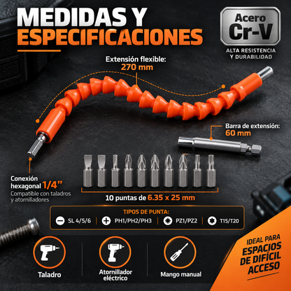 FlexDrive™ | Extensión Flexible para Taladro 12 en 1