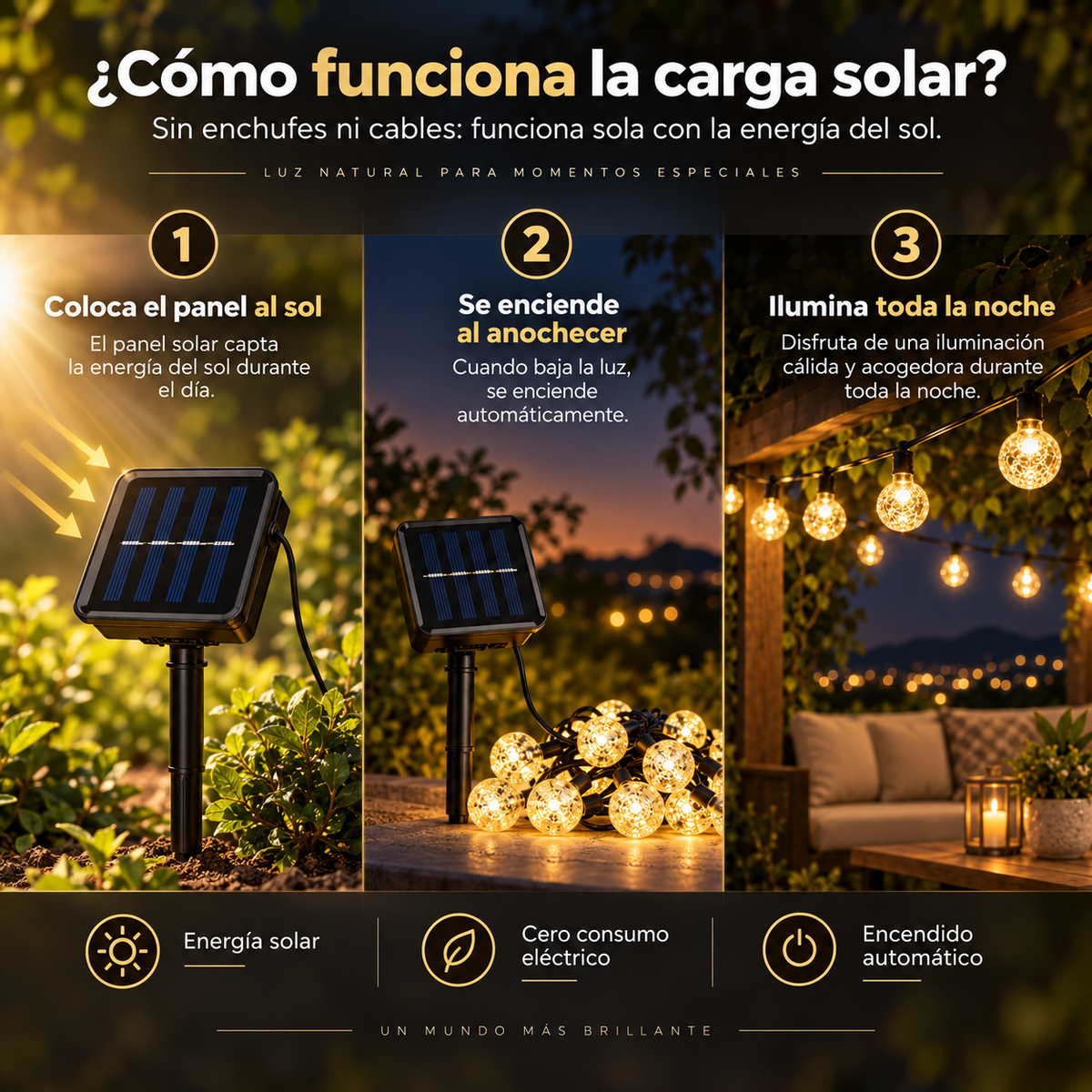 2x1 Guirnalda Solar LumiSolar™ 3M · Luz Cálida para Terraza y Navidad