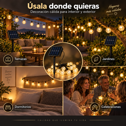 2x1 Guirnalda Solar LumiSolar™ 3M · Luz Cálida para Terraza y Navidad