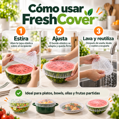 FreshCover™ | Pack 100 Cubiertas Elásticas Reutilizables