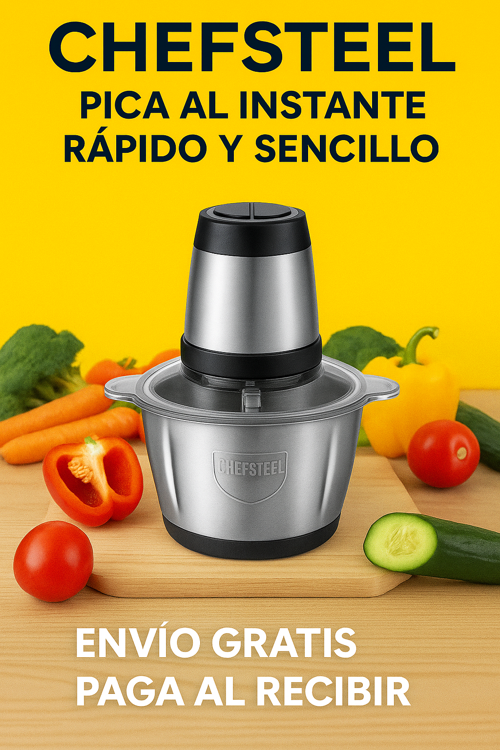 Picadora Eléctrica Dos Velocidades (2L) - ChefSteel™ + Envío Gratis