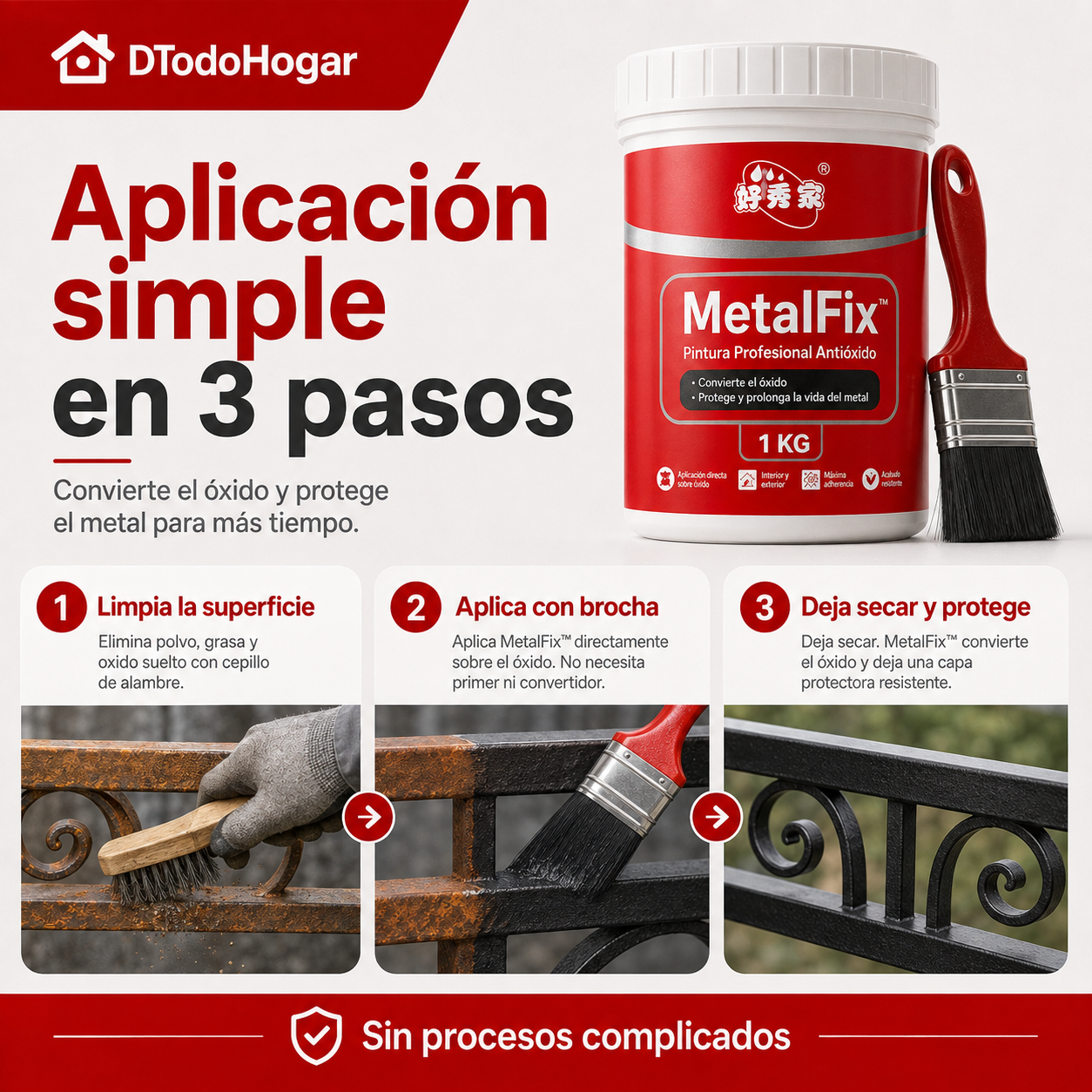 2x1 MetalFix™ | Convertidor de Óxido Profesional 1 KG (NEGRO)