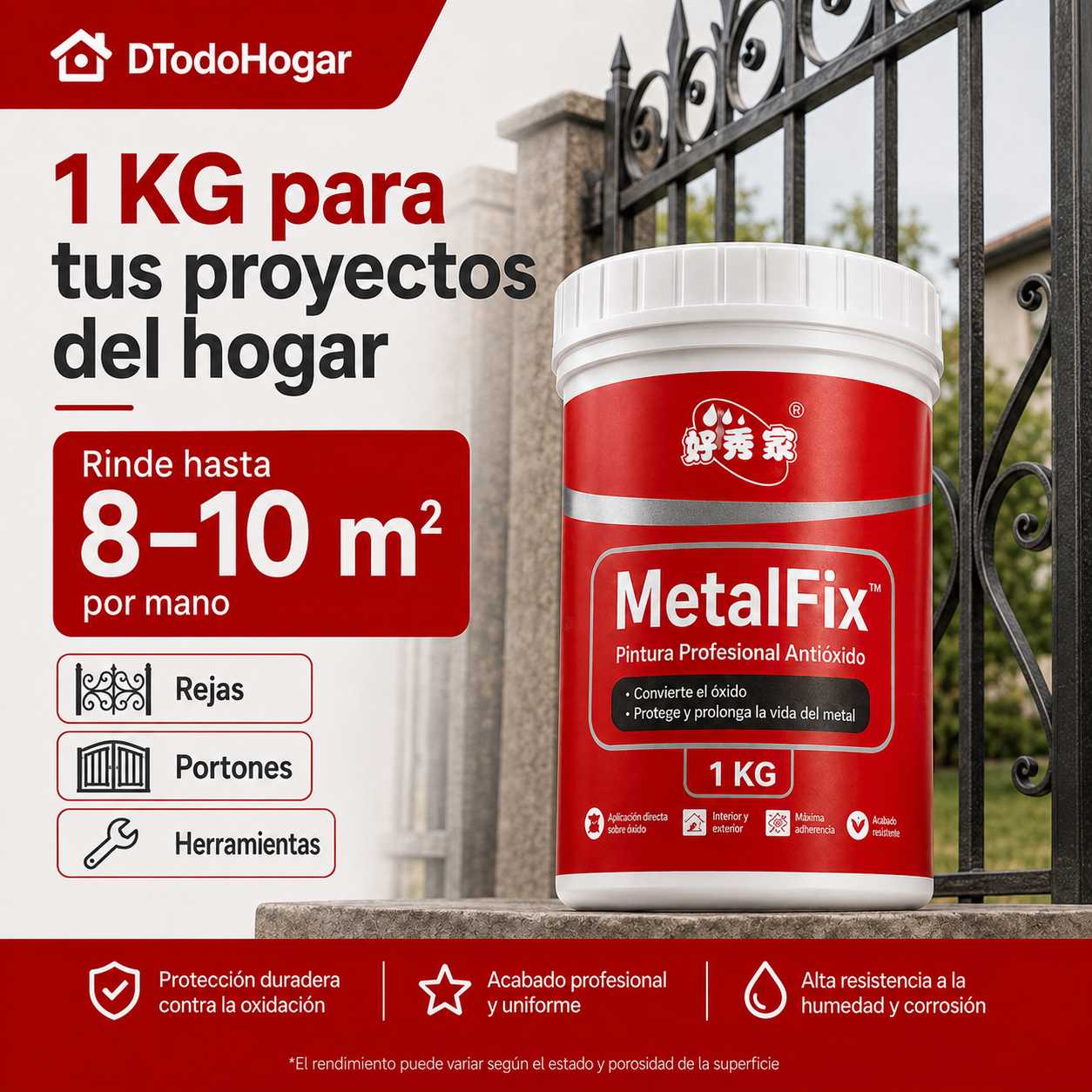 2x1 MetalFix™ | Convertidor de Óxido Profesional 1 KG (NEGRO)