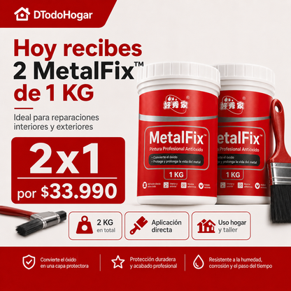2x1 MetalFix™ | Convertidor de Óxido Profesional 1 KG (NEGRO)