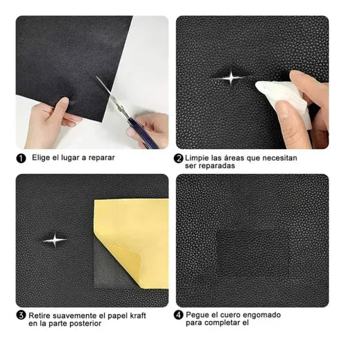 2x1 CueroFix™ Reparador de Cuero Profesional 50x150cm c/u (Negro, Blanco y Cafe) + Envío Gratis