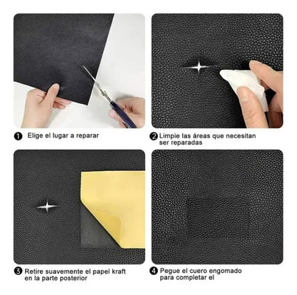 2x1 CueroFix™ Reparador de Cuero Profesional 50x150cm c/u (Negro, Blanco y Cafe) + Envío Gratis