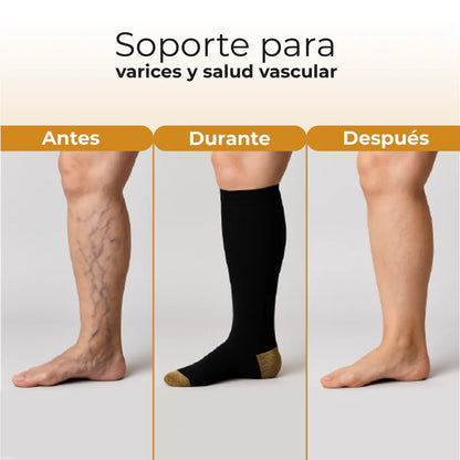 AliviaCobre™ 2x1 - Medias de Compresión 15-20 mmHg con Fibra de Cobre (Talla S/M)