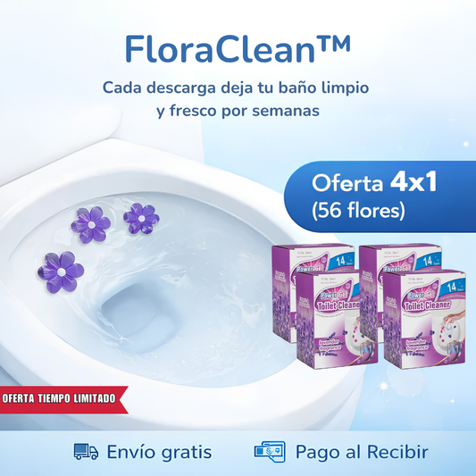 FloraClean™ | 56 Flores Limpiadoras para Inodoro (4 Cajas, Aromas Surtidos)