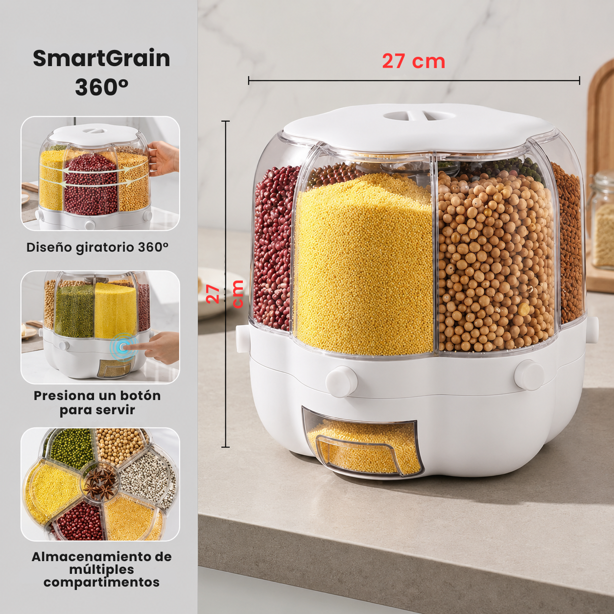 SmartGrain 360° | Dispensador de Granos Giratorio
