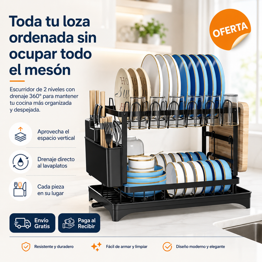 Drenova™ | Escurridor 2 Niveles para una Cocina Más Ordenada