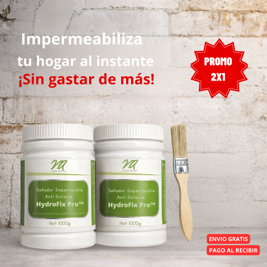 2x1 HydroFix Pro™ | Sellador Impermeable Anti Goteras (2Kg + 2 Brochas)